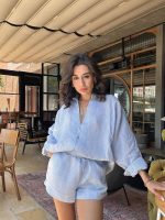 شومیز راه راه Perry رنگ آبی - Image 2